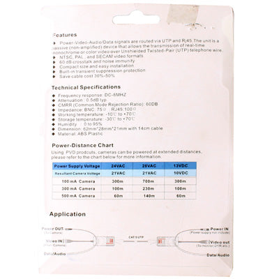 2 PCS Passive Video Balun with Power Video / Data 2 PCS Passive Video Balun with Power Video / Data